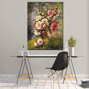 Pintura al Óleo Floral sobre Lienzo, Marco de Madera con Acabado Dorado Antiguo, Cuadro Pintado a Mano con Flores y Frutas - Product Image 6