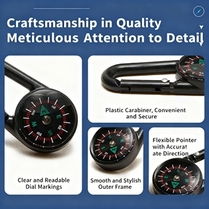 Moschettone <span class=keywords><strong>universale</strong></span> multifunzione con <span class=keywords><strong>bussola</strong></span> e termometro, portachiavi per avventure all'aperto, campeggio, arrampicata ed escursionismo - Product Image 6