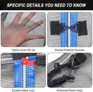 Thời tiết kháng trẻ em Trampoline với Vòng khung bao vây và đôi đứng đầu dây kéo lưới thoáng khí cho chơi ngoài trời - Product Image 5