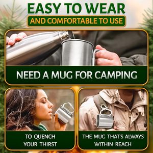 Tazza leggera in acciaio inossidabile con manico in moschettone zaino portatile tazza da esterno per caffè campeggio facile da trasportare - Product Image 6