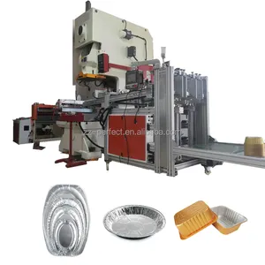 Fully automatic aluminium foil takeaway tray dishes food box container packing making machinery