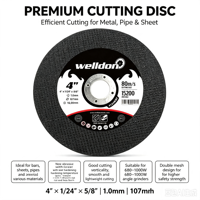 Disque de coupe / disque abrasif de haute qualité Welldon 107 mm (4 pouces) pour métal et acier inoxydable, fabrication chinoise