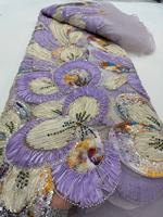 Tissu en dentelle florale brodée de luxe en polyester