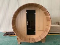 Ruang Sauna Tong Kayu Cedar Merah Solid Panoramic Outdoor Modern dengan Pemanas Sauna Listrik 2 Orang 6KW Uap Basah Ramah Lingkungan