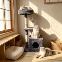 Arbre à chat en bois massif pour intérieur avec poteaux en sisal, extra large pour Maine Coon, fabrication professionnelle