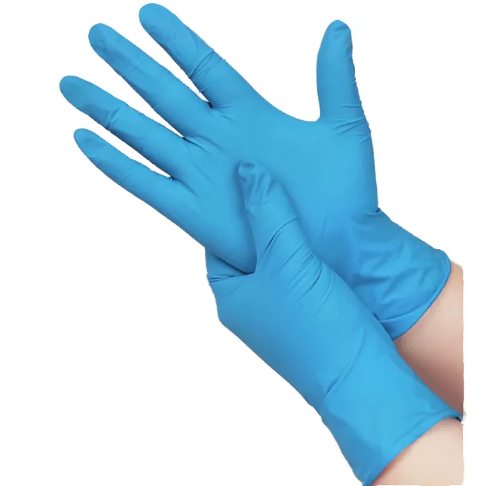 Gi Fabriek Leveren Textuur Poeder Gratis Wegwerp Onderzoek 4mil 9Inch Blauwe Nitril Handschoenen