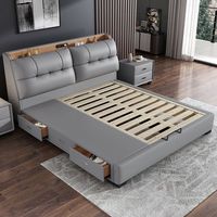 Neues Design Luxus Modernes Design Bett garnitur Möbel Schlafzimmer Doppelbett rahmen mit USB-Anschluss Passwort Box Aufbewahrung Kingsize-Bett