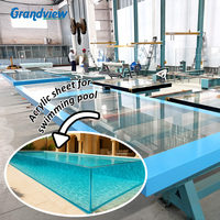 Plaque acrylique architecturale robuste en PMMA pur, résistante aux UV et anti-jaunissement, pour piscine