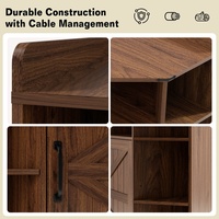 Étagère d'angle de style farmhouse avec ports USB, organisateur pour petits espaces, bibliothèque en bois pour bureau et salon