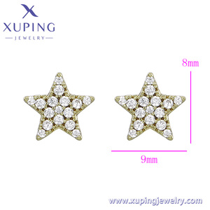 98846 Xuping đồ trang sức quyến rũ sao hình 14K mạ vàng môi trường đồng Stud Bông tai với trắng tổng hợp CZ cho phụ nữ - Product Image 2