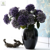 Bunga Hydrangea Prancis 62cm Buatan dari Lateks dengan Buah Kecil Seri Warna Musim Gugur, Bunga Sentuhan Nyata untuk Perlengkapan Fotografi