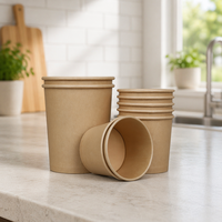 Bols alimentaires personnalisés en papier kraft avec couvercles en PET/PP pour soupes, salades, nouilles et glaces à emporter