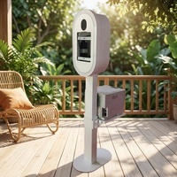 XRJ Photomaton à impression instantanée à hauteur réglable, cadre métallique, télécommande sans fil, caméra WiFi, anneau lumineux réglable pour iPad