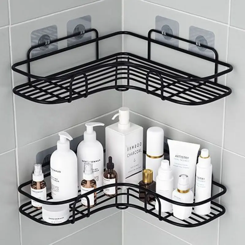 Mensola del bagno triangolo senza perforazione, super colla lavaggio a mano mensola portaoggetti ad angolo per bagno mensola ad angolo per cucina sospesa a parete/