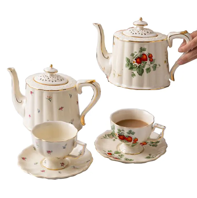 Tthiopian Tea Set Keramik New Design Pastoral Fresh Style Teekanne Tee tasse Set Retro Tee Set