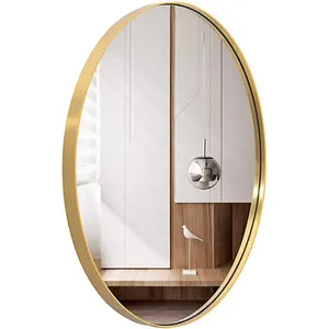 Miroirs muraux décoratifs de salle de bains modernes, cadre rond en métal doré, vente en gros