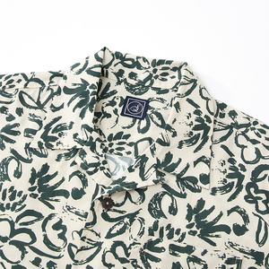 Chemise en popeline hawaïenne pour homme coupe régulière à manches courtes tout en coton tenue décontractée d'automne avec fermeture à bouton sécurisée écologique - Product Image 2