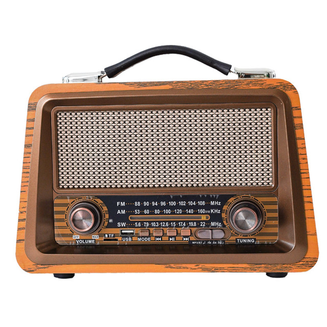 2066BT Wooden Home Mobile Phone Wireless BT Speaker Retro FM Radio Portable Card Mini Speaker