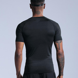 Men Work Out Athletic Shirts 100% Polyester Quick Dry Lightweight Tops Gym Elastic Slim Fit Printed Logos Shirts - Product Image 5