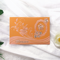 Carte d'invitation vierge gaufrée à motif floral, prix d'usine, plusieurs couleurs, pour mariage, banquet, fête