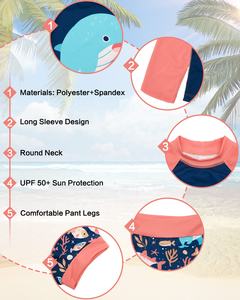 Pakaian Renang Lengan Panjang UPF50+ untuk Bayi Desain Fashion Baju Renang OEM ODM Set Pakaian Renang Anak Perempuan Laki-laki Baju Renang 2 Potong untuk Berenang 0-3 Tahun - Product Image 2