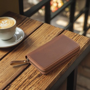 Étui pour carnet <span class=keywords><strong>de</strong></span> notes en cuir <span class=keywords><strong>de</strong></span> vachette véritable avec fermeture à glissière Vintage B5 Planner Notebook Bag/Cover - Product Image 3