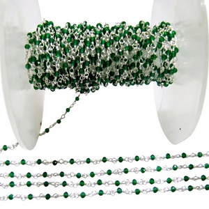 Cadena de cuentas facetadas de cuarzo esmeralda tipo rondel de 2 mm, cadena de rosario de alta calidad para la fabricación de joyería al por mayor, cadena hecha a mano. - Product Image 1