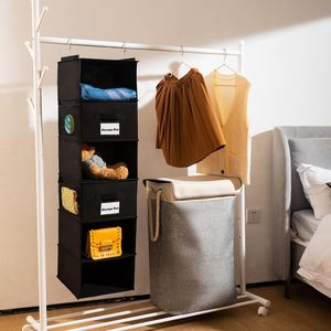 1 Pack <b>6</b> Shelf Hanging Closet Organizer 33x15x85cm Detachable Storage With Side Pockets For Bedroom Clothing - Product Image 2