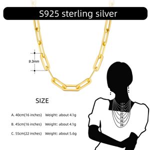 Catena di graffetta in argento Sterling 925 collana in oro 14K collana di moda da uomo collane di alta gioielleria per donna produttore di fabbrica - Product Image 4