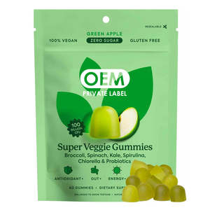 Complément alimentaire OEM Super Veggie Gummies Brocoli, épinard, chou frisé, spiruline, chlorelle, probiotiques pour la santé intestinale, la digestion et l'immunité des adultes - Product Image 1