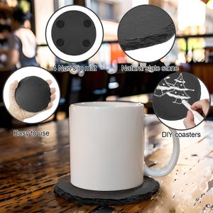 Round square Slate <b>Coasters</b> with Natural Edges Elegant Mats & Pads for Laser Engrave Blanks - Product Image 2