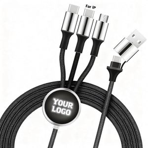 Logo Data Gift 1.2M Nylon Braided 3 2 Dual Input <b>Usb</b> Type C Pure Copper Led Charging <b>Cable</b> Custom Promotional Gifts - Product Image 1
