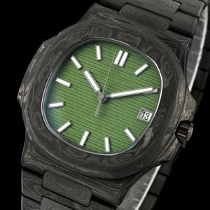 Montre automatique pour homme de luxe haut de gamme avec cadran vert forêt en fibre de carbone, <span class=keywords><strong>mouvement</strong></span> résistant aux chocs, étanche, bracelet - Product Image 2