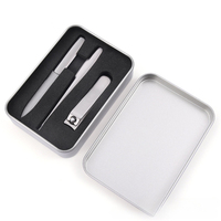 WELLFLYER MS-903 S2 vente en gros boîte en fer portable ensemble de manucure 3 pièces LOGO personnalisable fournitures pour ongles cadeau coupe-ongles Kit