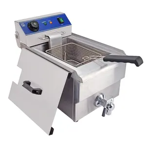 Fritadeira automática de batatas fritas em aço inoxidável 10 litros, equipamento elétrico de catering fácil de operar