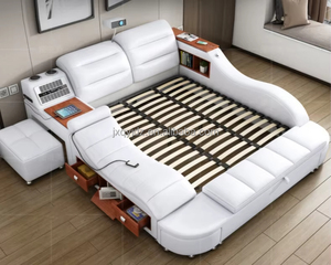 Cama Inteligente Convertible con Diseño Moderno, Proyección Inteligente, Almacenamiento Multifuncional, Estructura de Madera, Tamaño King/Queen, Ideal para Bodas - Product Image 3