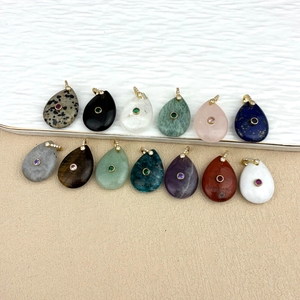 Colgante de lágrima de labradorita, amatista y lapislázuli de colores al por mayor con circonita para collar DIY, ideal para regalos de joyería de la suerte - Product Image 2