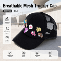 Gorra Trucker Personalizable al por Mayor de Alta Calidad con Dijes de PVC DIY, Malla Transpirable y Cierre Ajustable de 5 Paneles para Niños y Adultos