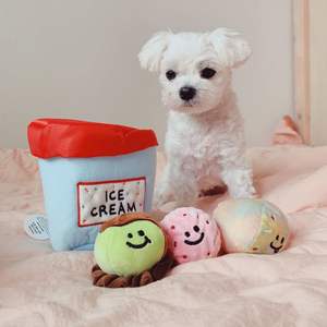 Seau à glace en peluche pour chien, résistant aux morsures, mignon et tendance, avec trois boules, jouet à mâcher, écologique, interactif, usage quotidien, vente en gros - Product Image 2