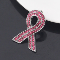 Broche de ruban de sensibilisation au cancer du sein pour femmes Ruban rose rempli de paillettes Épinglette en émail Épingles en métal pour les fêtes