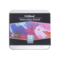 FLOWood – Crayons de couleur professionnels à barillet rond, 72 couleurs, solubles dans l'eau, boîte métallique, mélangeables, pour artistes, peinture aquarelle