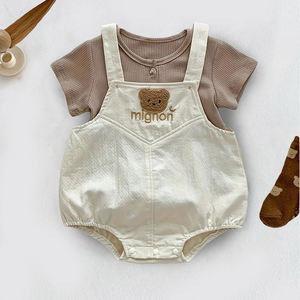 Venta al por mayor bebé verano luz, transpirable, de manga corta, Linda y fresca pequeña flor bordada Hali vestido de una pieza - Product Image 1