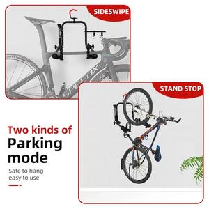 Support vélo mural, rangement vertical, <span class=keywords><strong>porte</strong></span>-vélos robuste pour <span class=keywords><strong>garage</strong></span>, vélos de route et électriques - Product Image 4