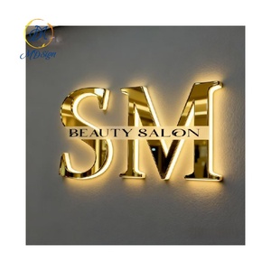 Ngoài trời trong nhà LED chiếu sáng kinh doanh tùy chỉnh led Đăng laser cắt thép không gỉ bàn chải vàng <span class=keywords><strong>3D</strong></span> Backlit thư ký cho bên ngoài - Product Image 3