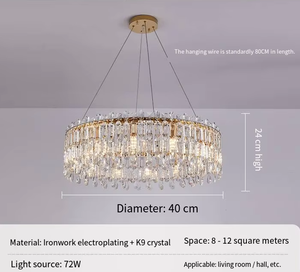 Luxury Modern Round Crystal Classic Wedding Villa <strong>Dining</strong> Led Chandelier <strong>Light</strong> for Livingroom Hotel Bedroom Pendant Lamp - Product Image 3