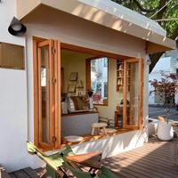 Ventana Plegable Vertical Multiunidad con Acabado Madera, Ventana de Servicio para Cafetería, Tamaño Personalizado