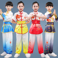 Nouvelle tenue de performance d'arts martiaux style chinois pour filles et garçons, motif dragon tambourinant