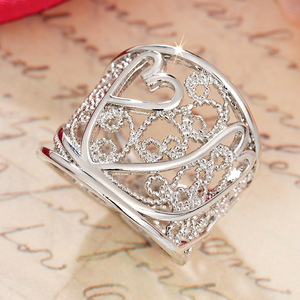 Anillos Anchos de Latón con Diseño Geométrico Tejido y Hueco, Estilo Contratado, Joyería para Mujer/Hombre, Color Plateado, para Fiestas - Product Image 4