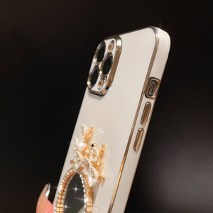 เคสโทรศัพท์มือถือ <span class=keywords><strong>iPhone</strong></span> 15 Pro <span class=keywords><strong>Max</strong></span> 14 13 12 11 <span class=keywords><strong>XS</strong></span> XR ลายดอกไม้ประดับเพชร 3 มิติ หรูหรา ชุบทอง ป้องกันการกระแทก - Product Image 5