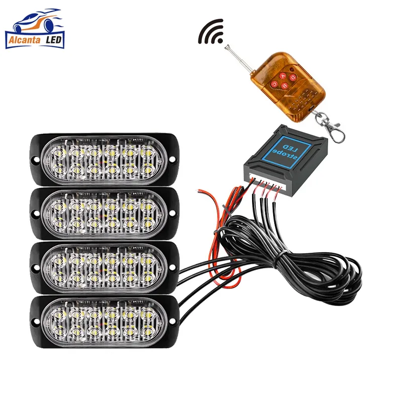 4x12 LED كشاف إضاءة الحالات الطارئة الستروبسكوب للسيارات 12v 24v المتعري الأصفر الأزرق الأحمر مصابيح Led للتحذير ل السيارات الشاحنات